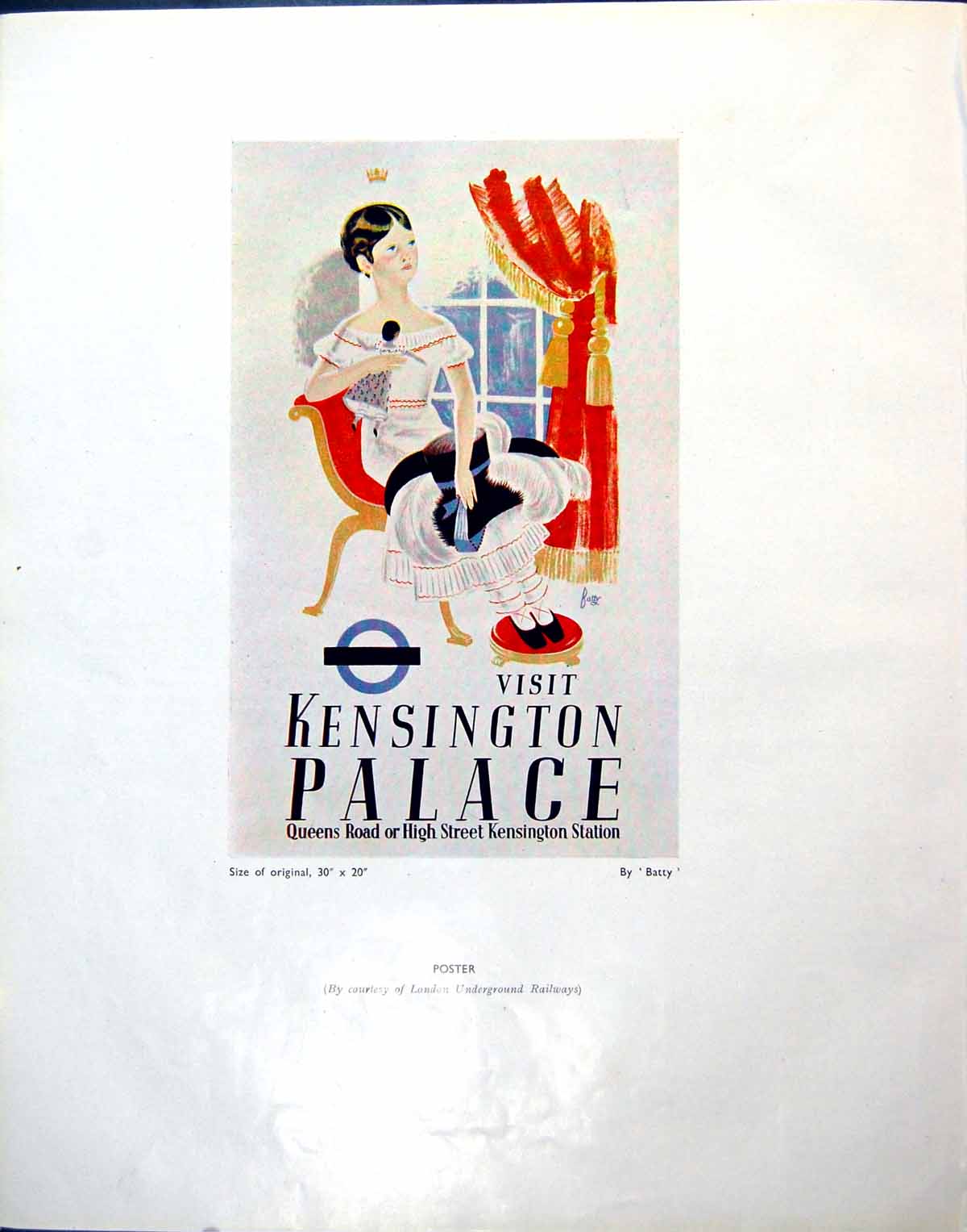 Antique Old Print Visit Kensington Palace Poster Batty John Aldridge 1944 20th