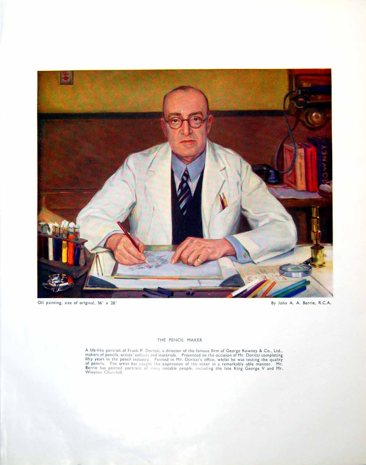 Old Vintage Print The Pencil Maker Frank P Dorizzi By John Aa Berrie 1944 20th