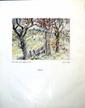 Old Print February Hg Cogle Trees Birds The Fowler Man Heavy Jacket 1944 20th