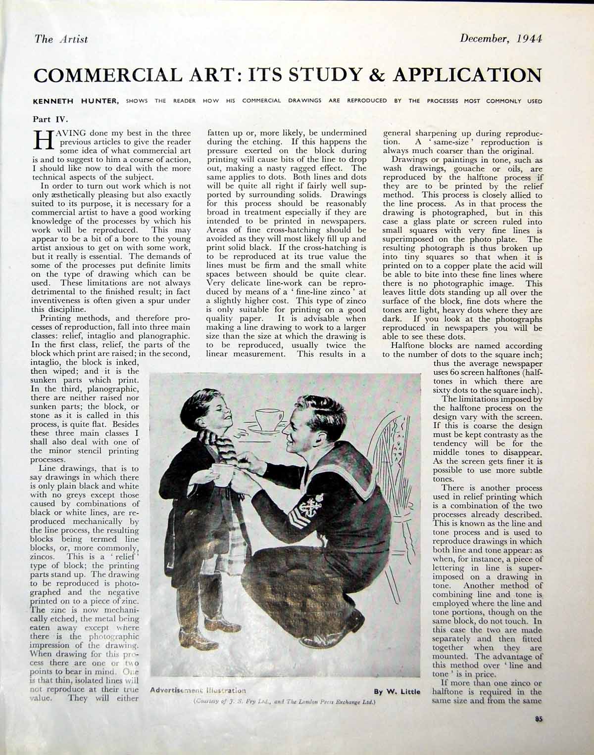 Old Advertisement Illustration W Little Boy Sailor Scraperboard 1944 20th