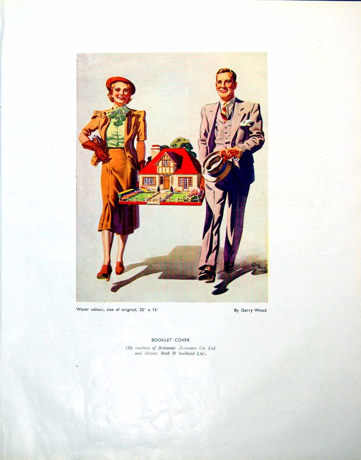 Old Vintage Print Booklet Cover Man Woman Carrying House Gerry Wood 1944 20th