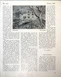 Antique Old Print Runied House Hg Cogle Action Light Particle Pigment 1945