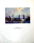 Antique Print Calendar Design Tower Bridge London River Boats Fh Mason 1945