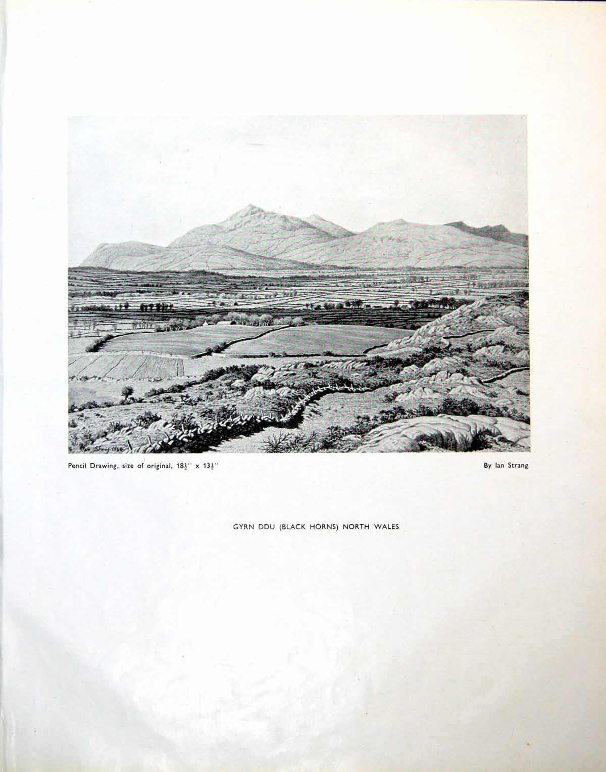 Antique Old Print Gyrn Ddu Black Horns N Wales Ian Strang Llyn Cwellyn 1945