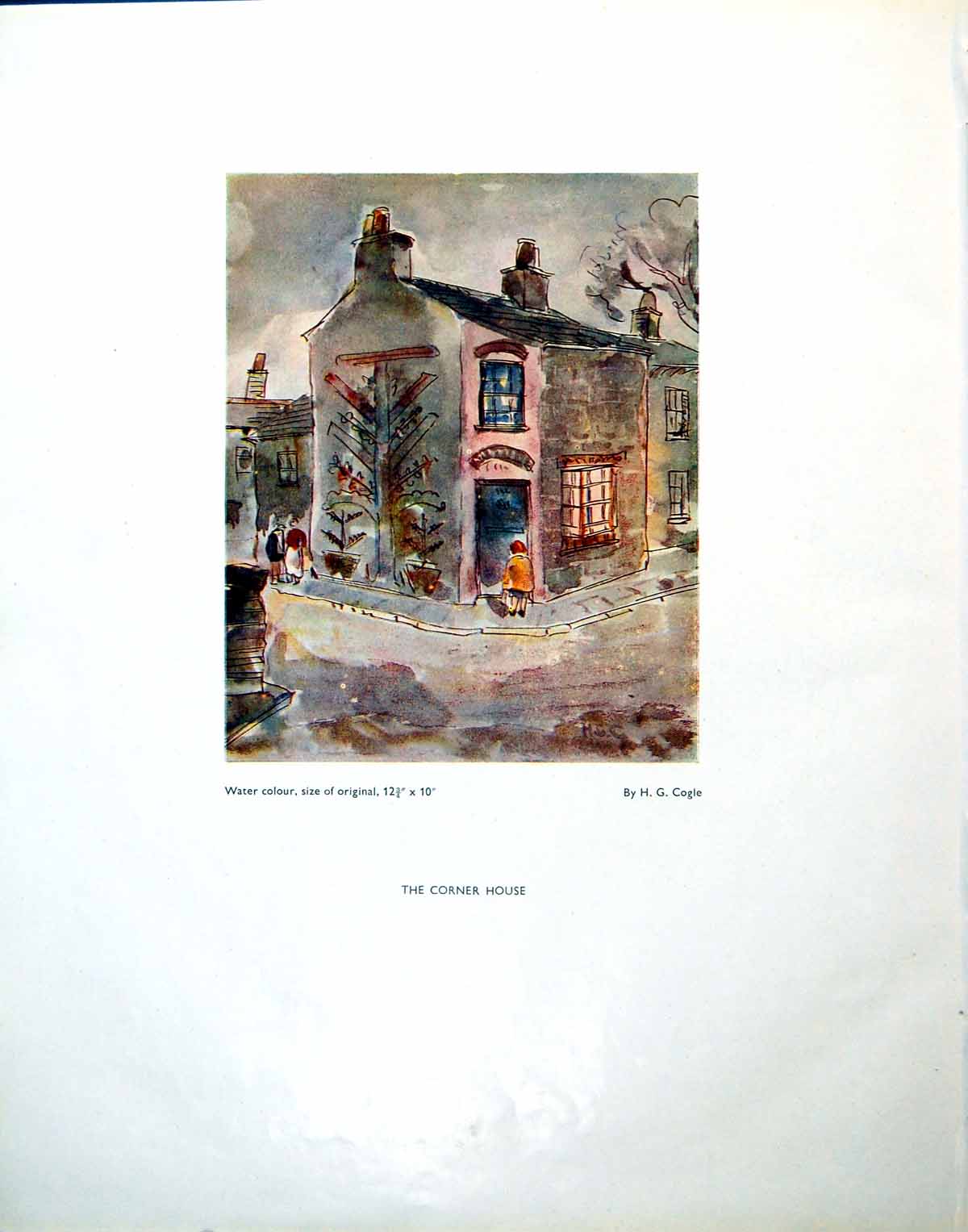 Original Old Vintage Print The Corner House Hg Cogle First Note Sketch 1945