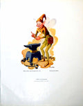 Antique Old Print Story Illustration Kenneth Hunter Fairy Elf Anvil Ring 1945