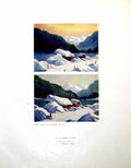 Antique Print Canadian Rockies Student'S Sketch Repainted Version Snow 1946