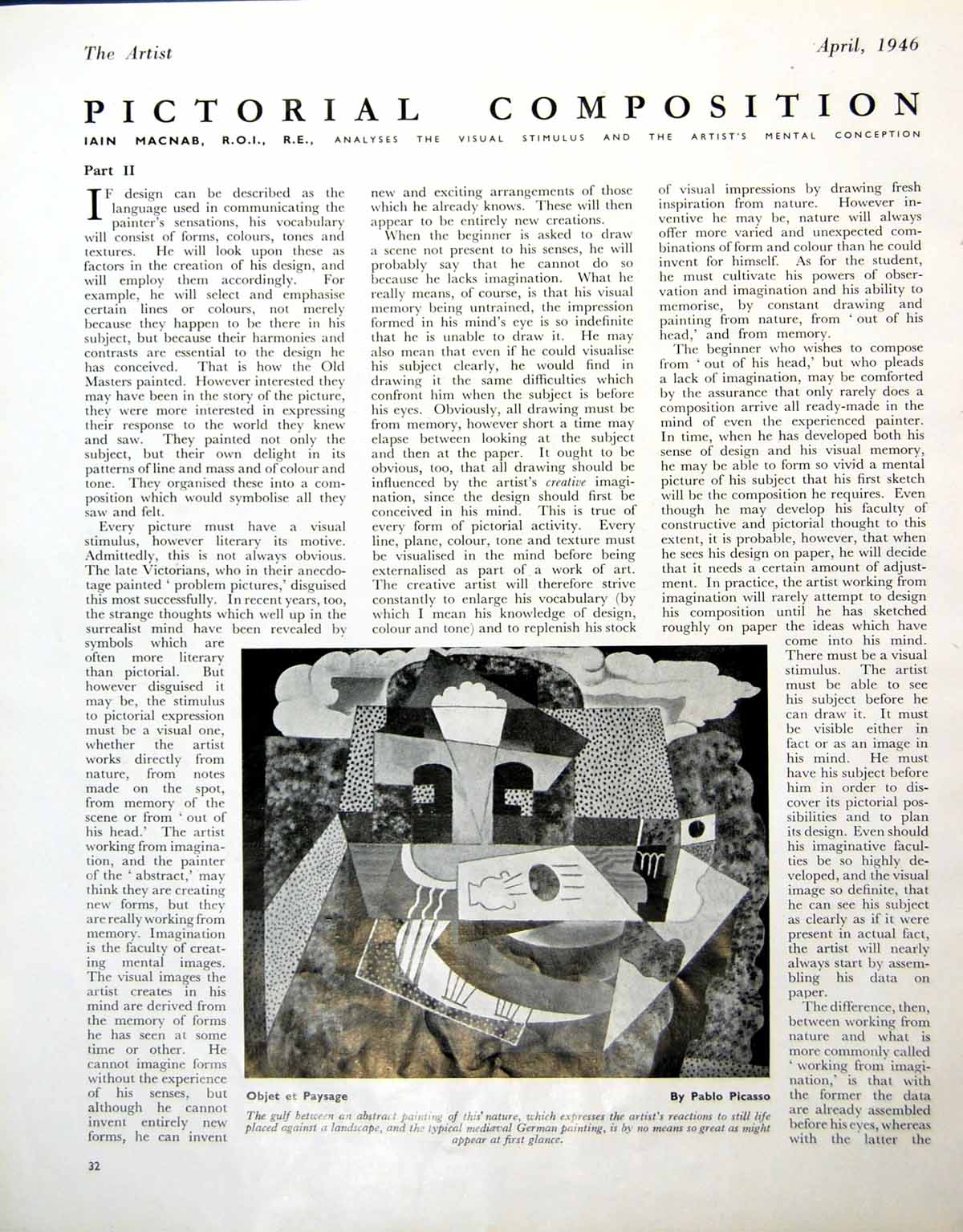 Old Print Objet Et Paysage Pablo Picasso Valley Head Richard Seddon 1946 0 20th
