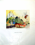 Old Print Children'S Book Illustration K Hunter Castle Bee Leaf Boat 1946 20th