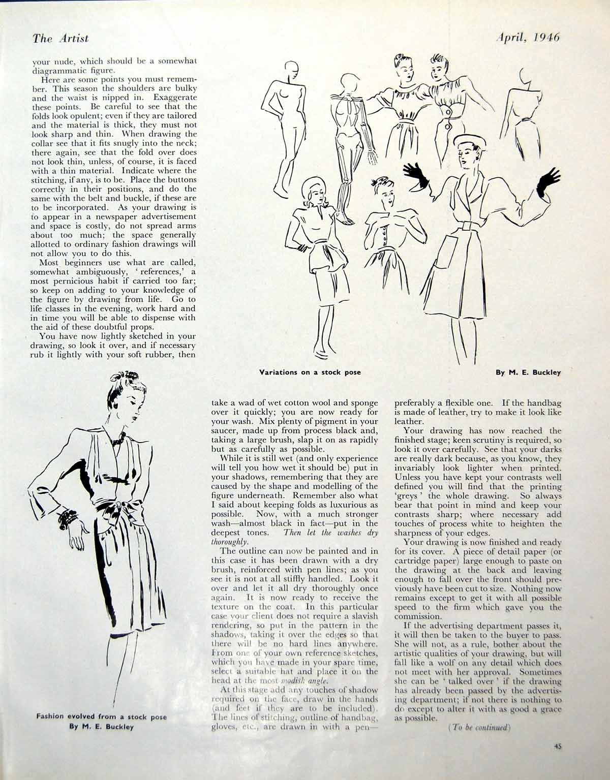 Antique Old Print Fashion Evolved From Stock Pose Me Buckley Variations 1946