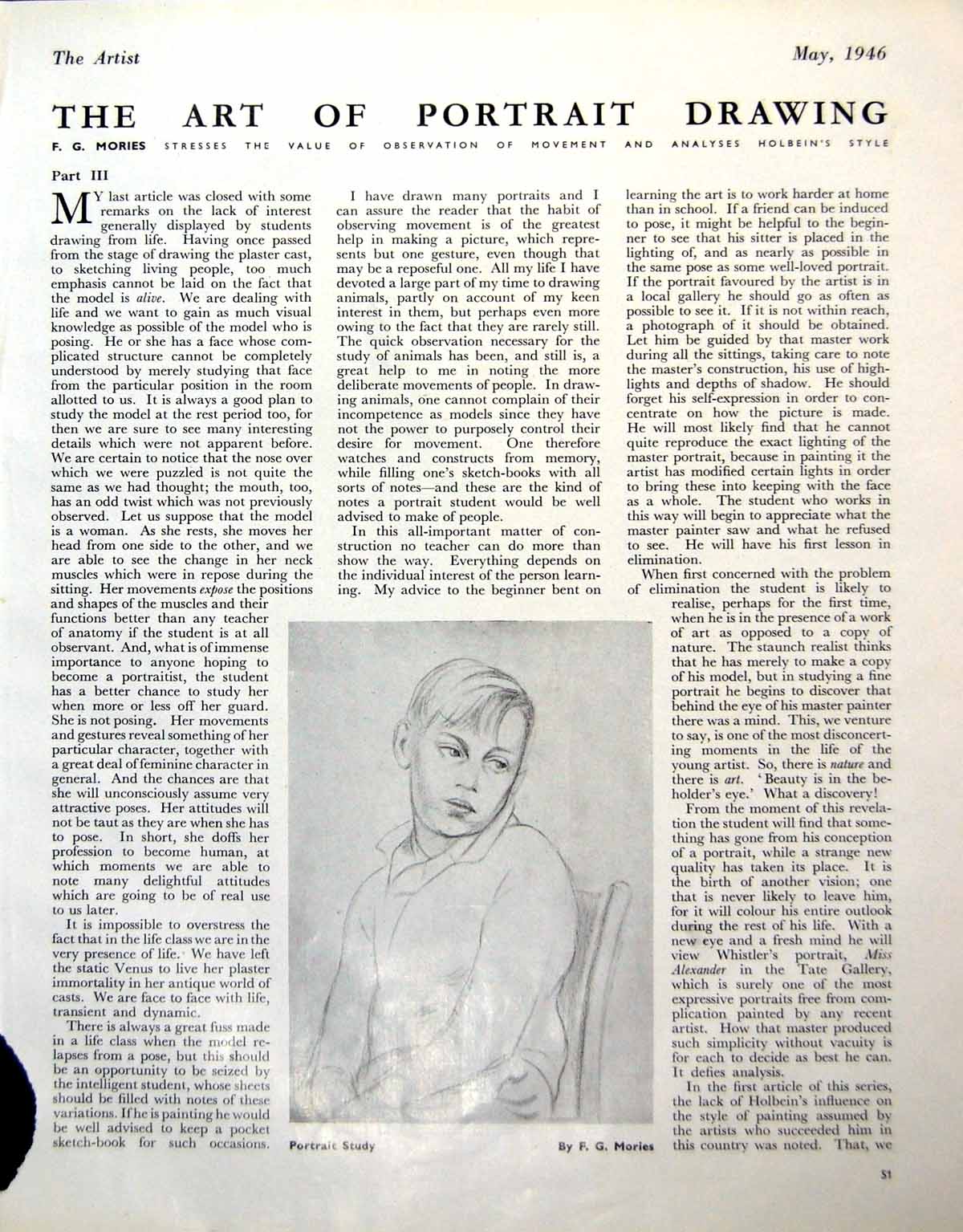 Old Vintage Print Portrait Study Boy Fg Mories Woman Headscarf Face 1946 0 20th