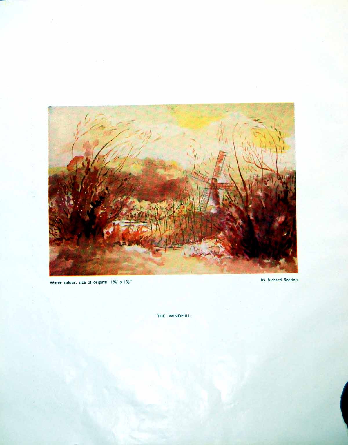 Old Print The Windmill Richard Seddon After Rain Windows Open View 1946 0 20th