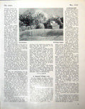 Old Vintage Print Shrubbery Richard Seddon Garden Fence Bushes Trees 1946 20th