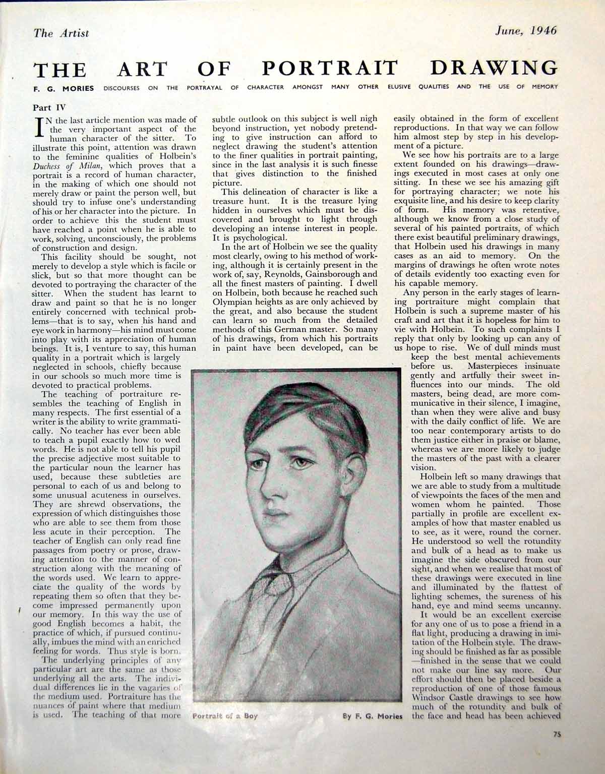 Old Vintage Print Portrait Boy Fg Mories Woman Facial Details Study 1946 0 20th