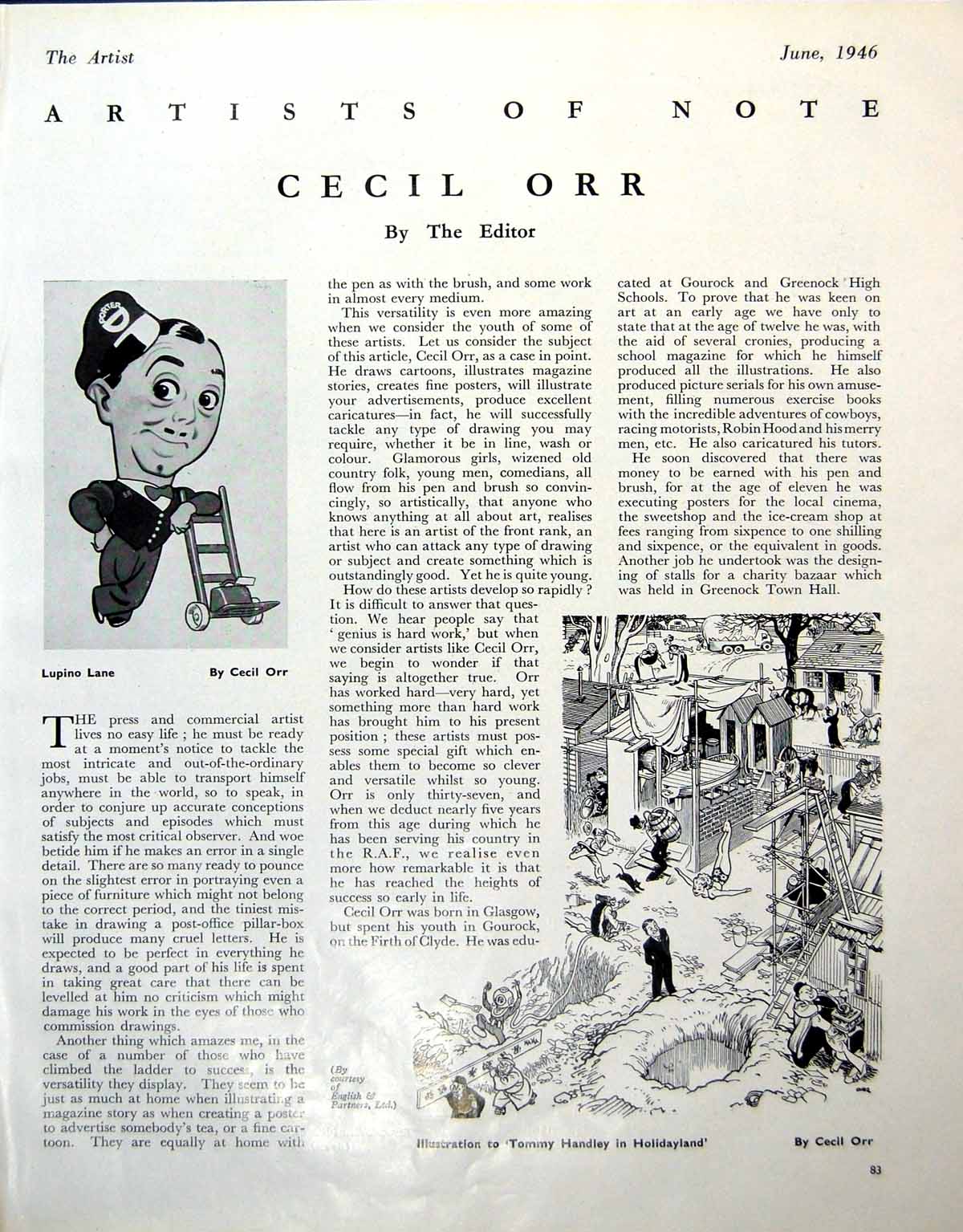 Antique Print Lupino Lane Cecil Orr Tommy Handly Holidayland Prisoner 1946 0