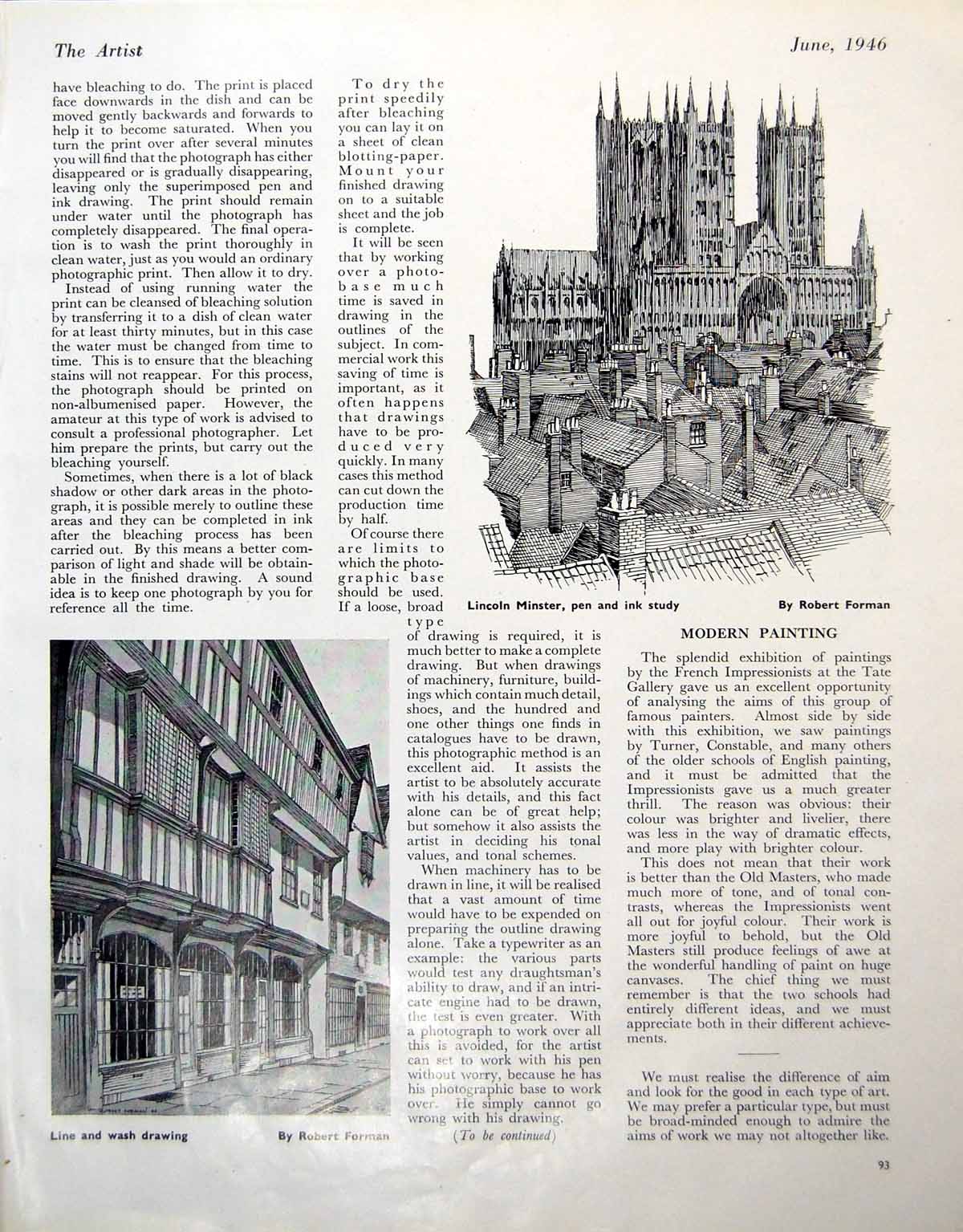 Old Lincoln Minster R Forman Buildings Fashion Drawing Buckley 1946 0 20th