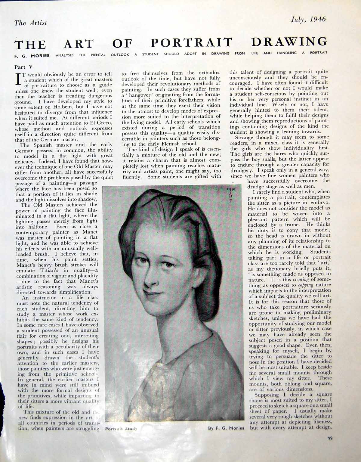Original Old Vintage Print Portrait Study Woman Fg Mories Sier Jacket Cap 1946 0
