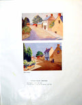 Antique Old Print Pentrich Village Derbyshire Watercolour Student Sketch 1946