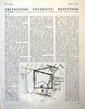 Antique Old Print Criticising Students' Paintings Barn Drawing Ladder 1946 20th