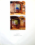 Old Vintage Print Barnyard Student Sketch Repainted Sam Spencer Farm 1946 20th