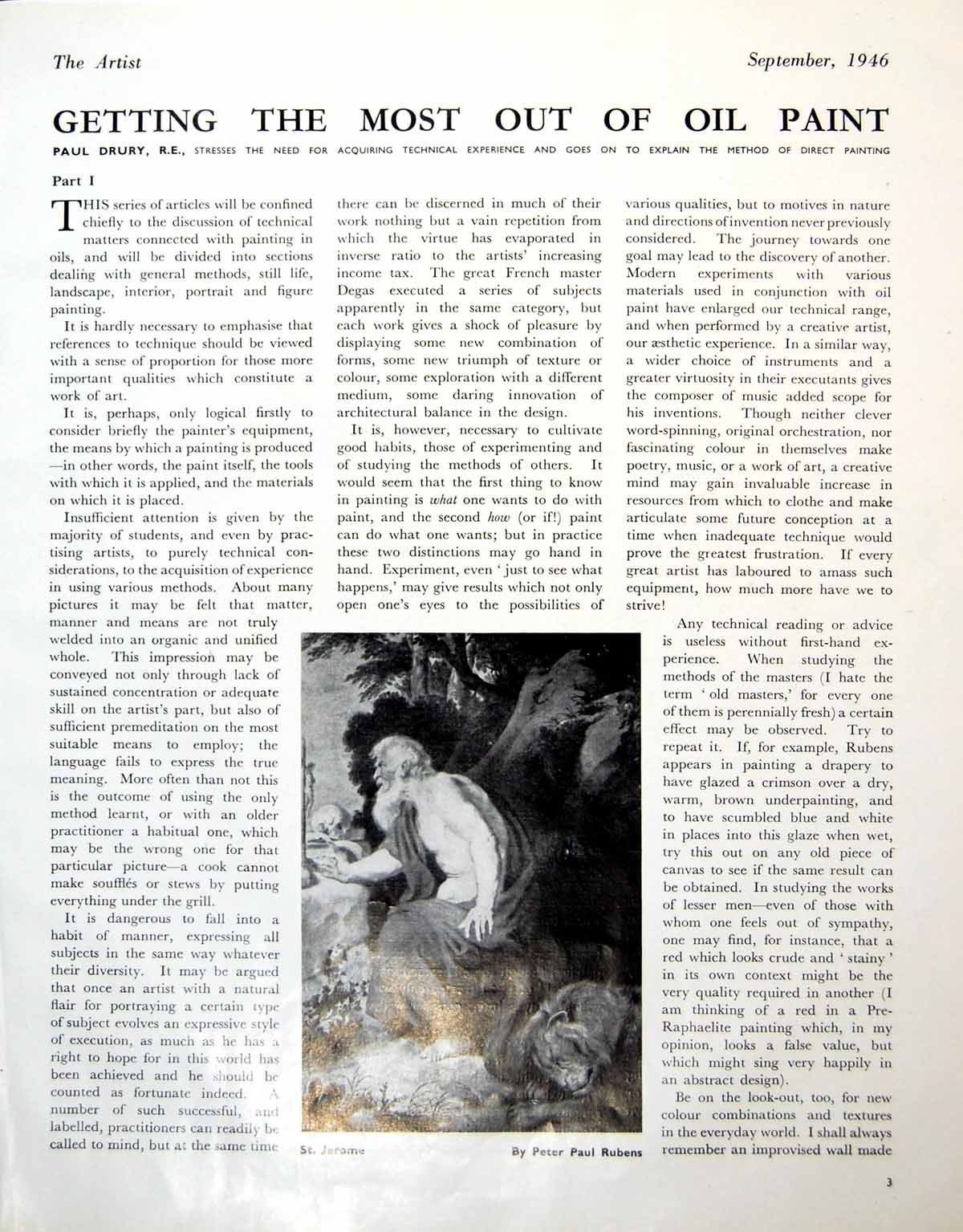Antique Old Print St Jerome P P Rubens Locks Cottages Stour J Constable 1946