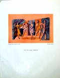 Antique Print Study For Mural Composition Figures Movement H Feibusch 1946 20th