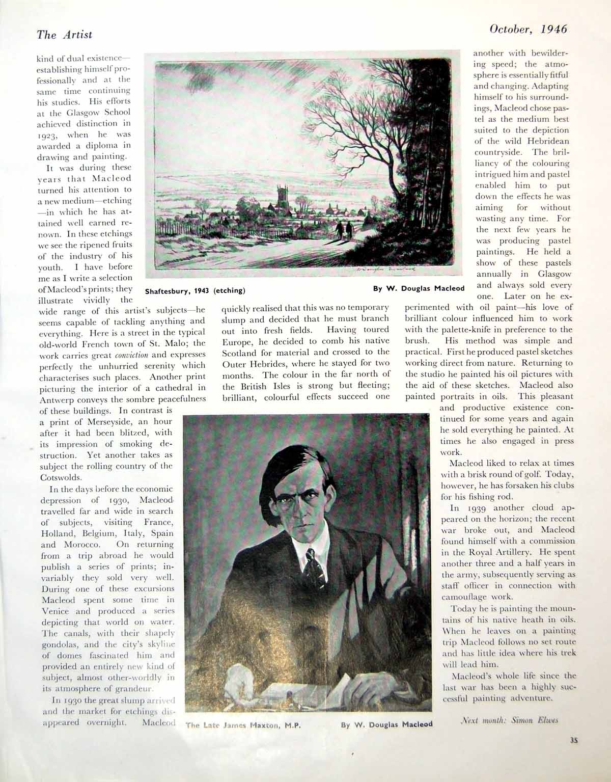 Antique Print Shaftesbury W Douglas Macleod James Maxton Mp Comic Orr 1946