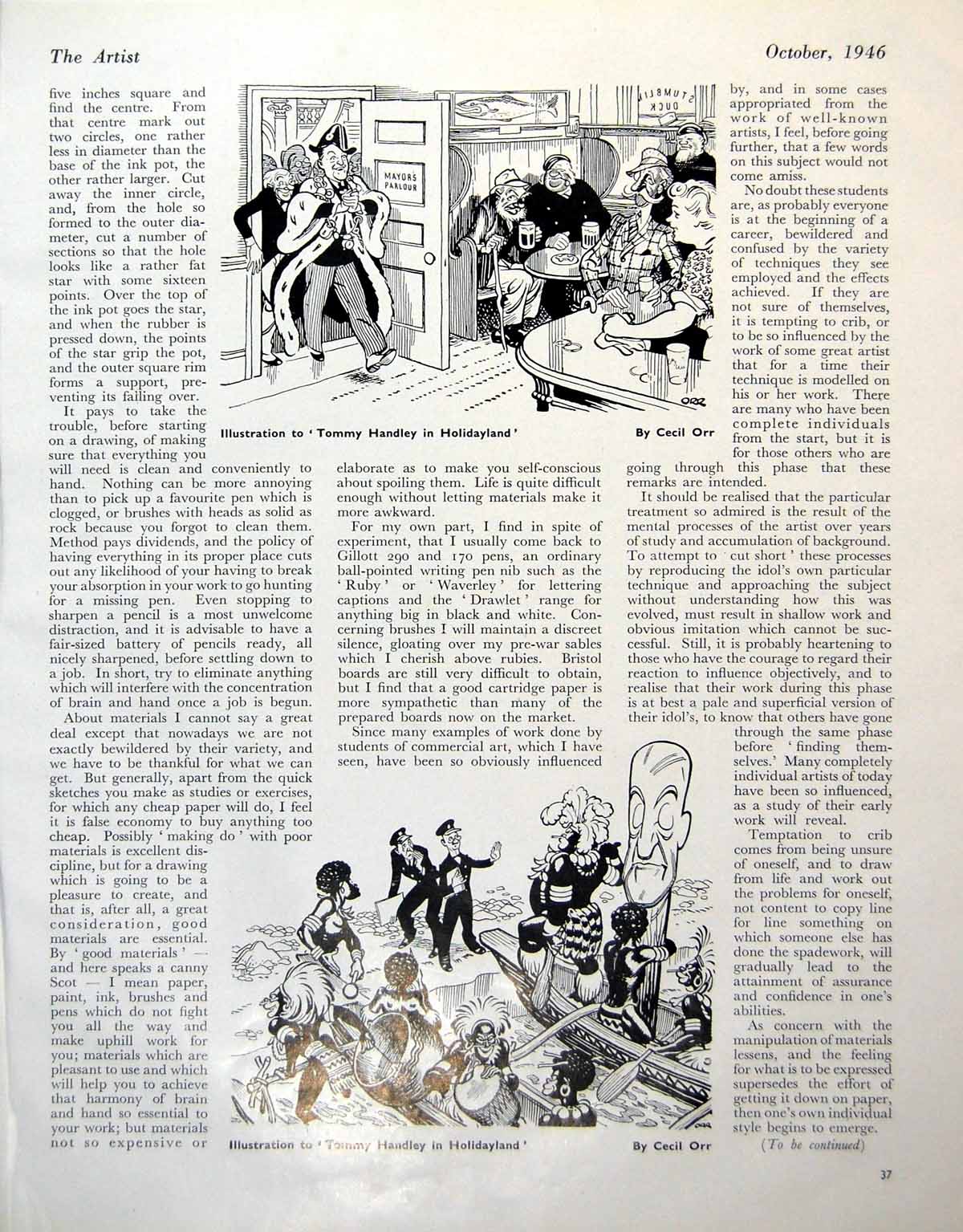 Antique Print Tommy Handley In Holidayland Cecil Orr Poussin Abraham 1946 20th