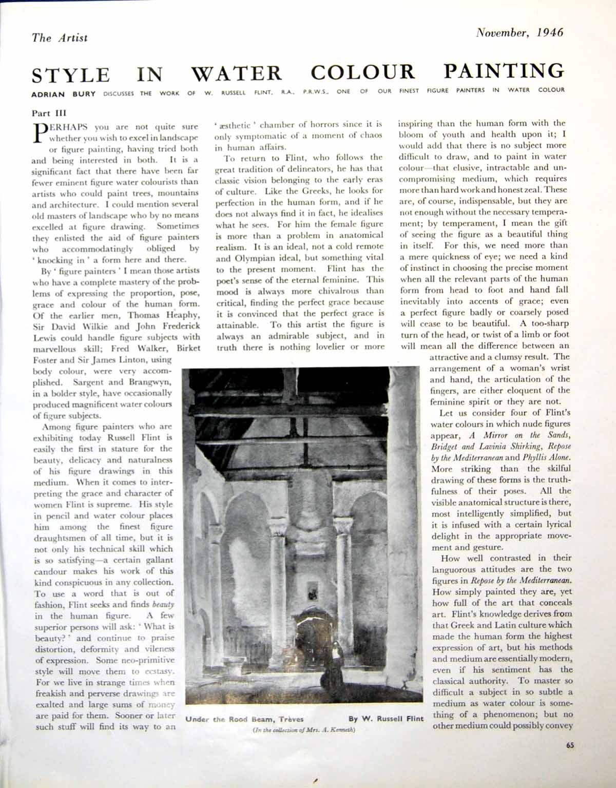 Antique Print Under Rood Beam Treves Wr Flint Autumn Gilnockie Bridge 1946