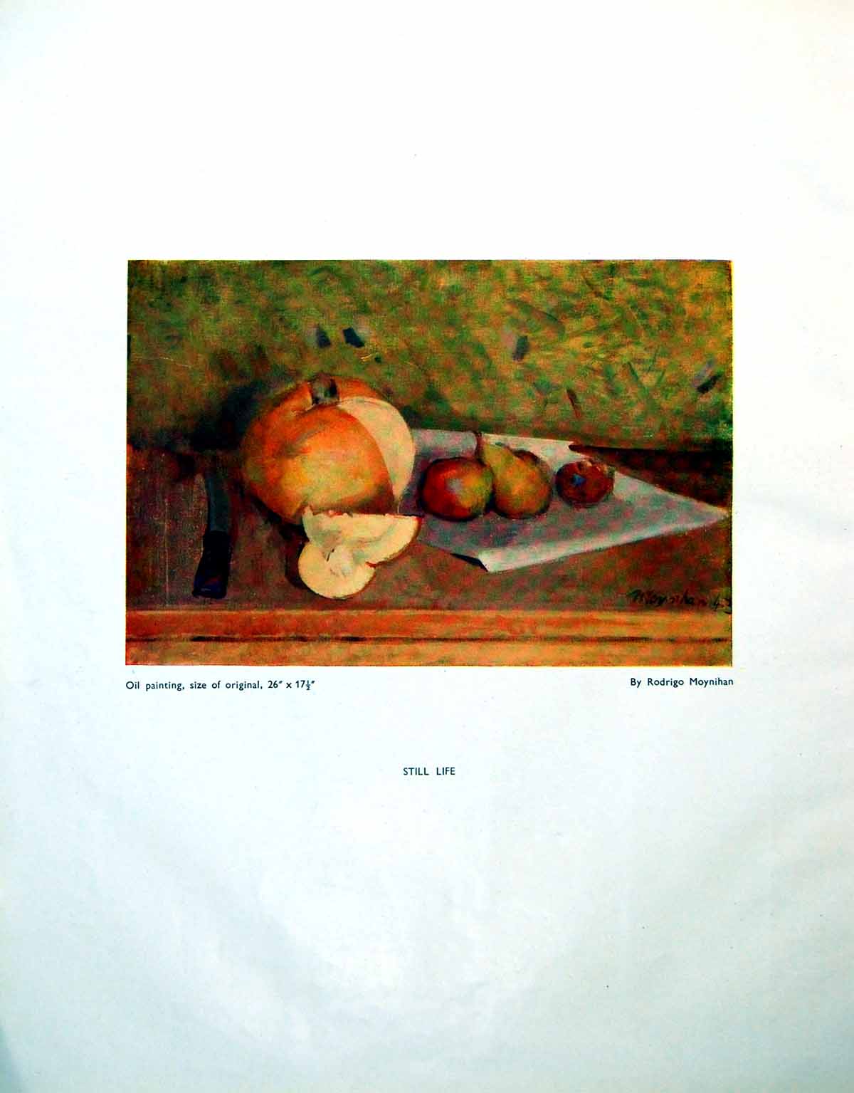 Old Still Life Fruit Rodrigo Moynihan With A Shell Artist Note 1946 20th