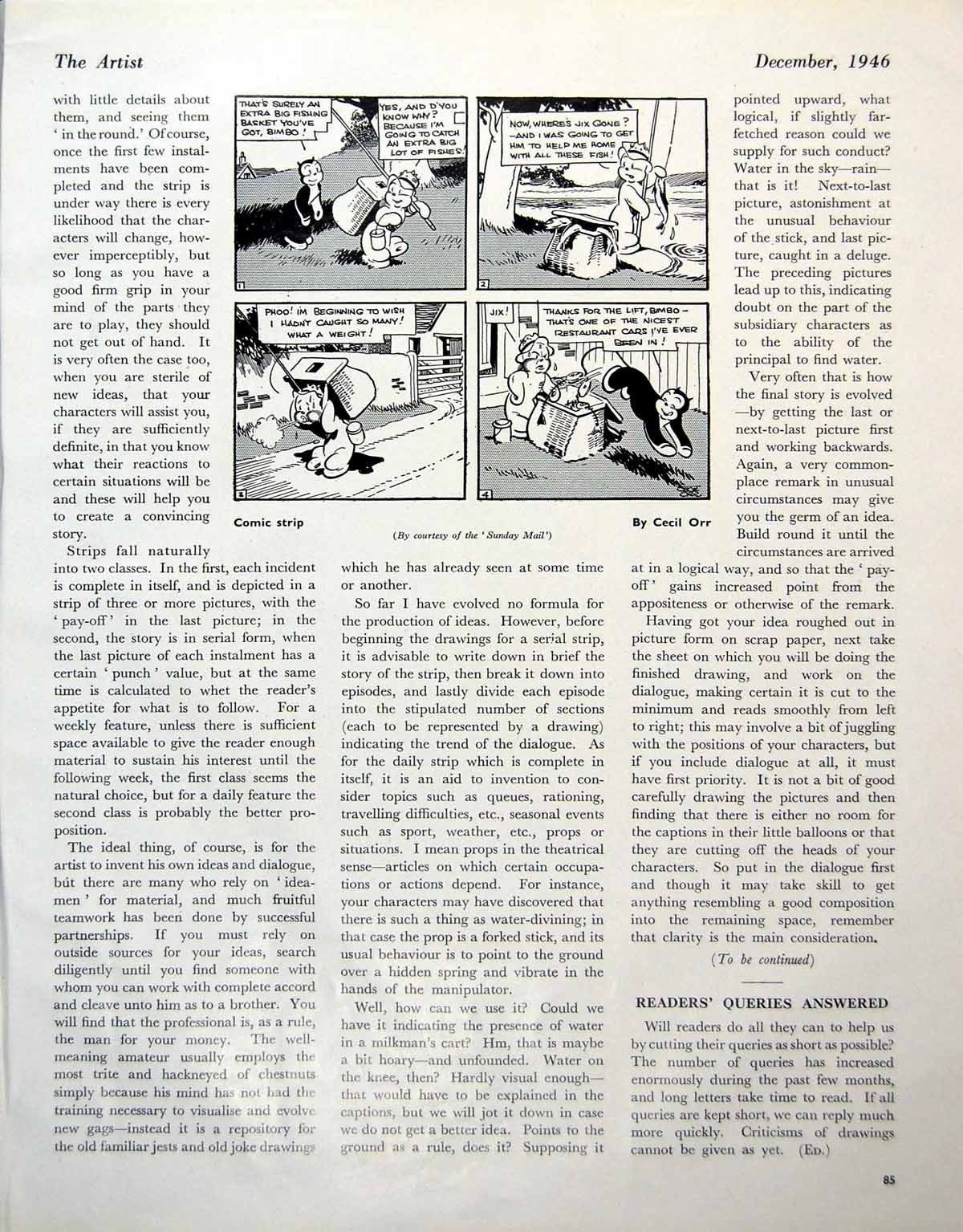 Old Comic Strip Cecil Orr Cat Study For Three Magi Hans Feibusch 1946 20th
