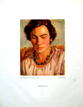 Antique Old Print Portrait Sketch Oil Painting Paul Drury Lady Necklace 1947