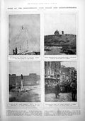 Old Print British Flag Gallipoli Turkish Fire Beacon Constantinople 1918 20th