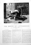 Antique Print Mayor Casterbridge Illustration Two Men Fighting Granary 1886
