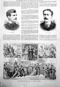 Original Old Antique Print H Cursham Wh Burgon Piper Hamelin Carved Piano 1884