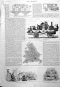 Old Print Early Railway Carriage Map James'S Steam Chat Moss Saloon 1888 19th