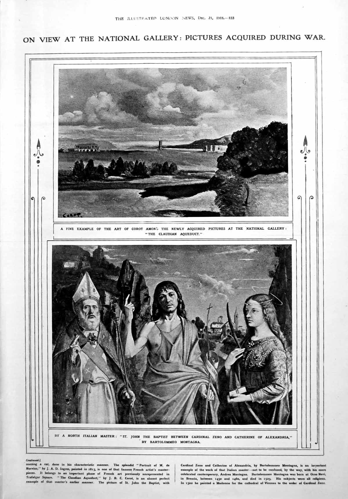 Antique Old Print Corot Claudian Aqueduct German Aeroplanes Surrendered 1918