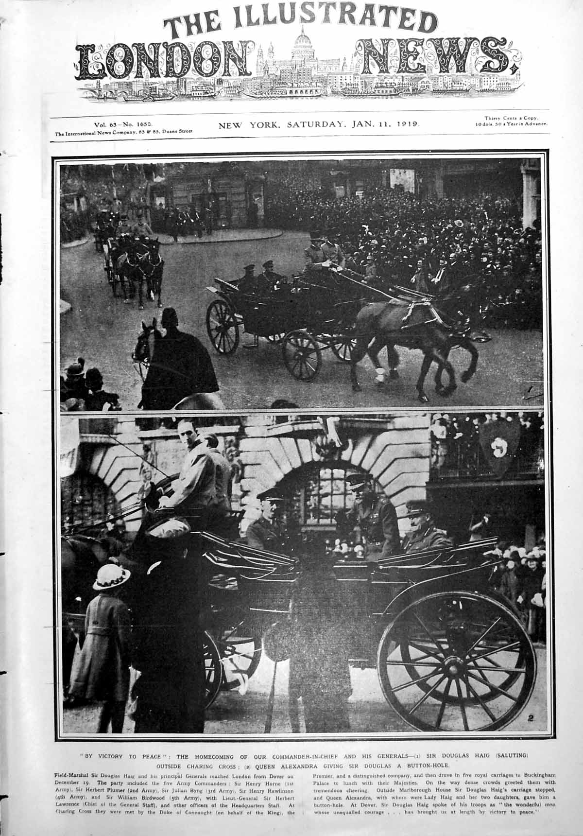 Antique Old Print Queen Alexandra Douglas Haig British Troops Cologne 1918