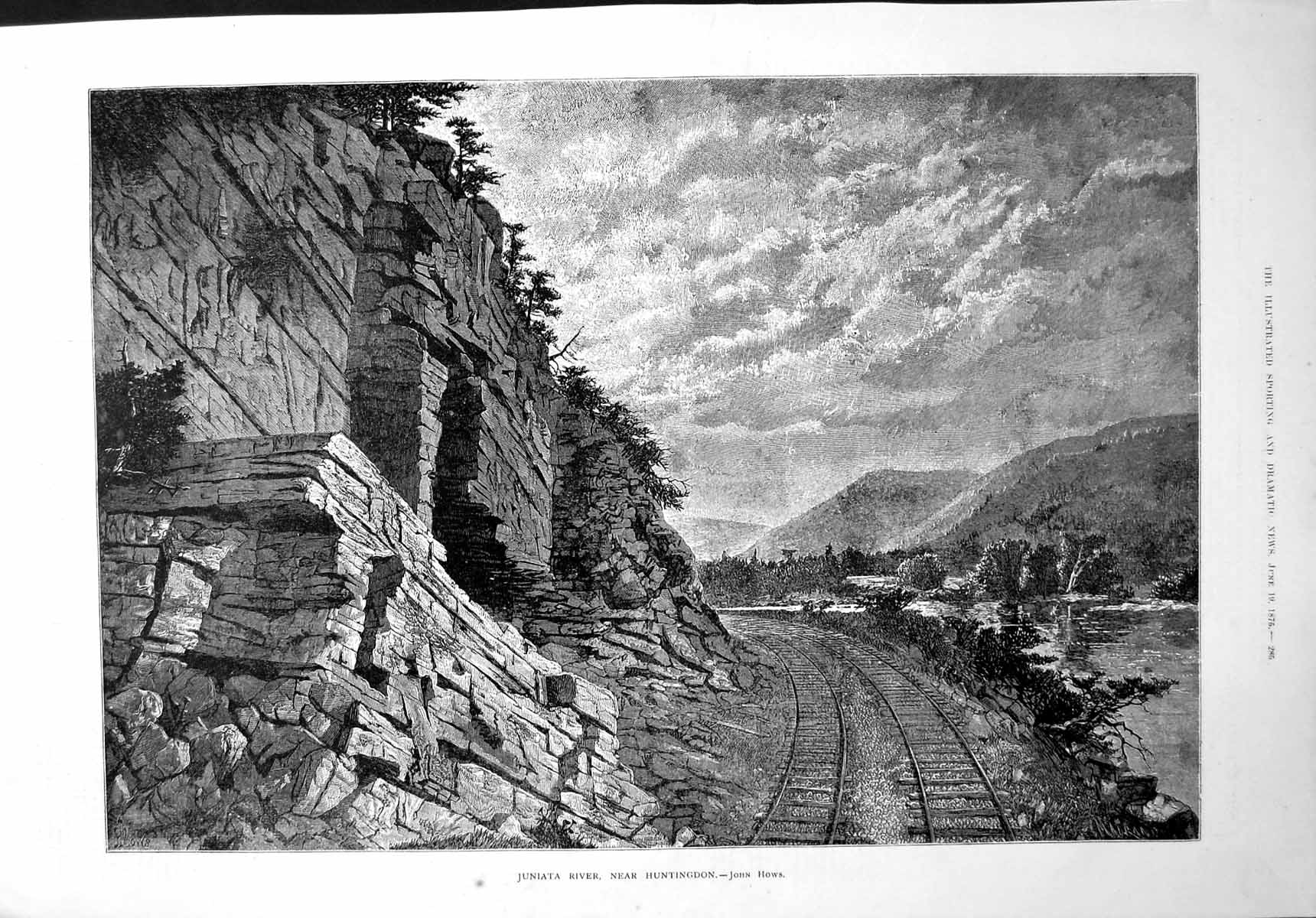 Antique Print Juniata River Near Huntingdon Captious Critic Sketches 1875 19th