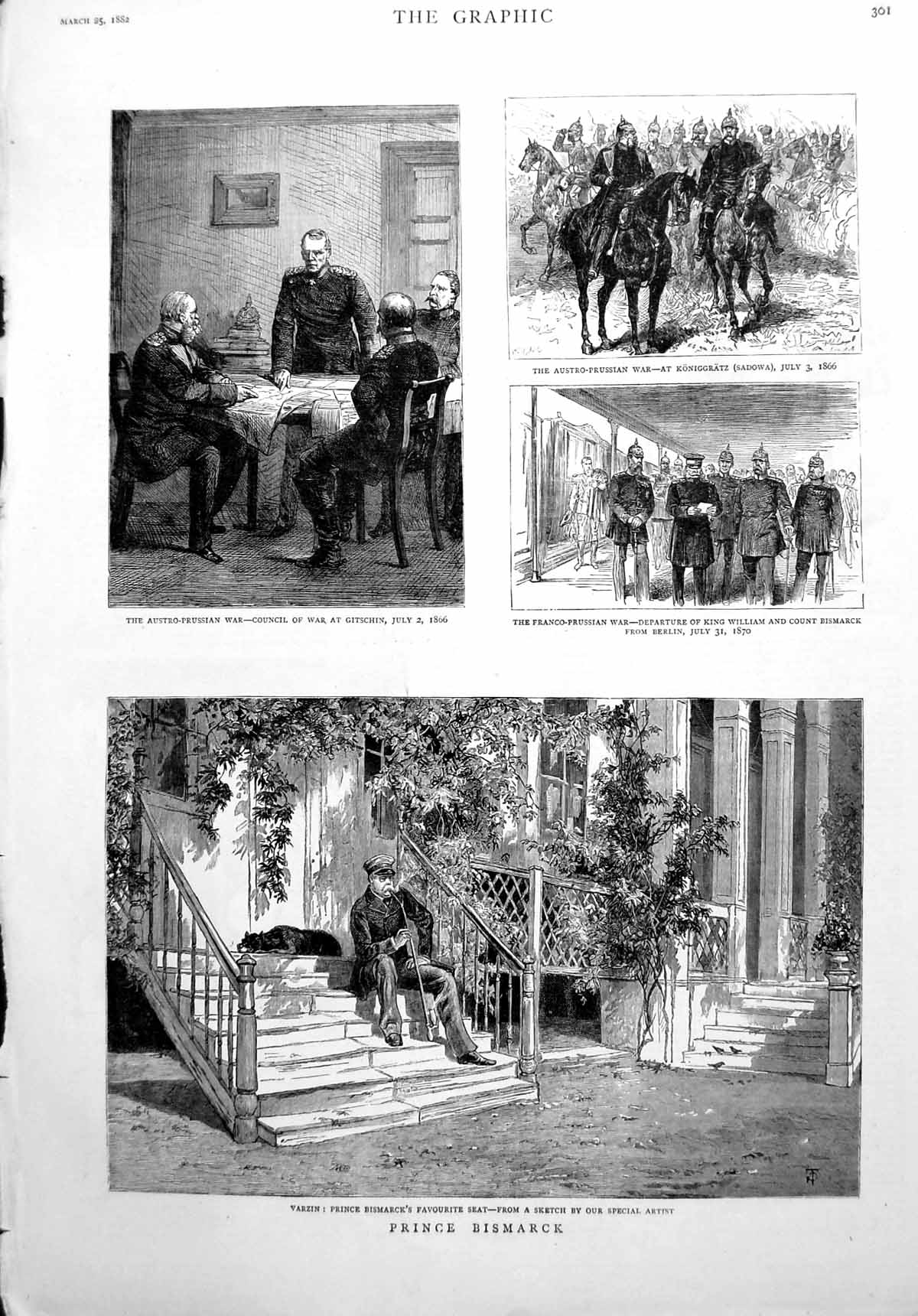 Old Prince Bismarck Seated Steps Councils War Versailles Varzin 1882Victorian