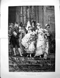 Old Print The Christening Party Koemmerer Costume Ladies Gents Baby 1879 19th