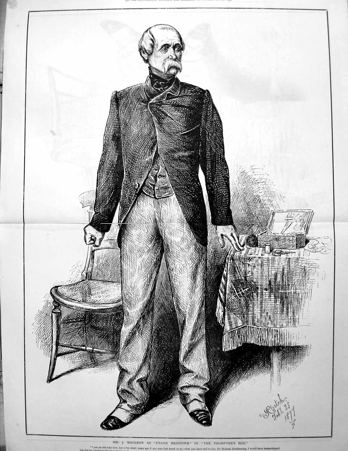 Old Print Mr J Maclean S Frank Bristowe Prompter'S Box Chair Table 1877 19th