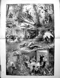 Old Print Sport Spain From Drawing Daniel Perea Deer Dogs Shooting 1875 19th