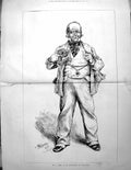 Antique Old Print Mr D James As Middlewick In Our Boys Sketch M Stretch 1875