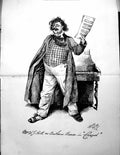 Old Print Mr W J Hill As Beethoven Brown In Crazed M Stretch Sketch 1876 19th