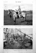 Antique Old Print Earl Albemarle Mounted Horseback Civ'S Pembroke Castle 1900