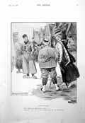 Old Print Meeting Different Cultures Laughing Outfits Dutch English 1900 20th