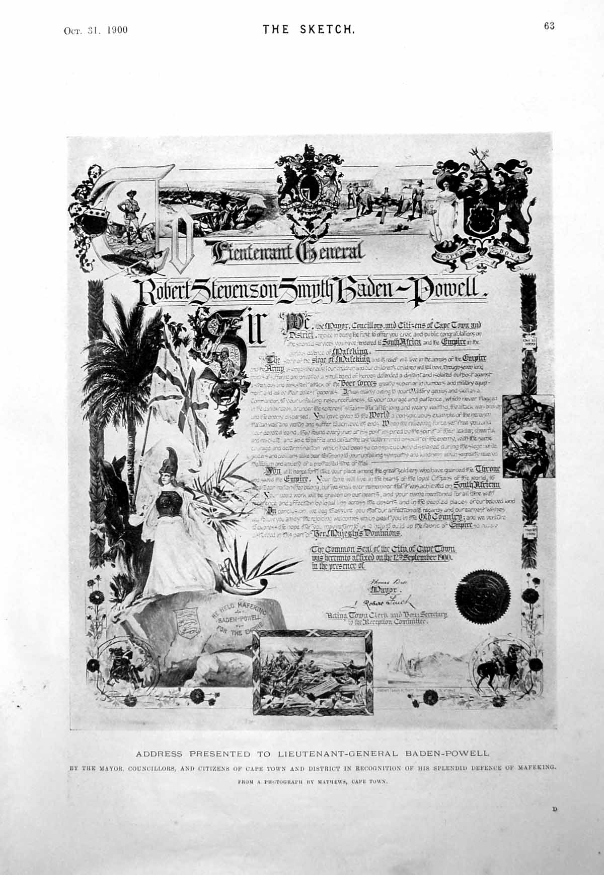 Antique Print Address Presented To Baden-Powell Royal Shooting Party 1900 0 20th