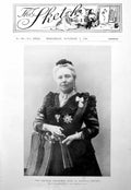 Antique Old Print Empress Frederick Frontispiece With Fan Portrait Black 1900