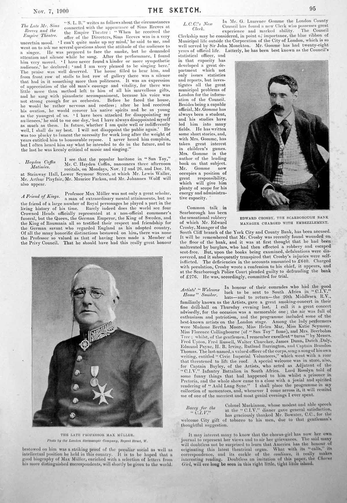 Antique Print Edward Crosby Max Muller Tom Browne Sketches Bar Street 1900 0
